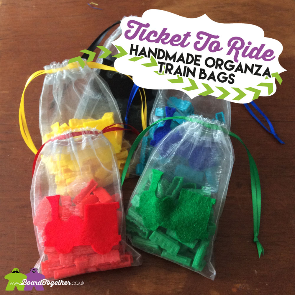 Handmade Ticket To Ride Organza Drawstring Bags