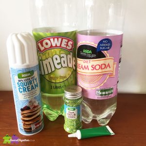 Ingredients needed to make the Yoda Soda drink